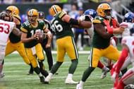 Aaron Rodgers in action